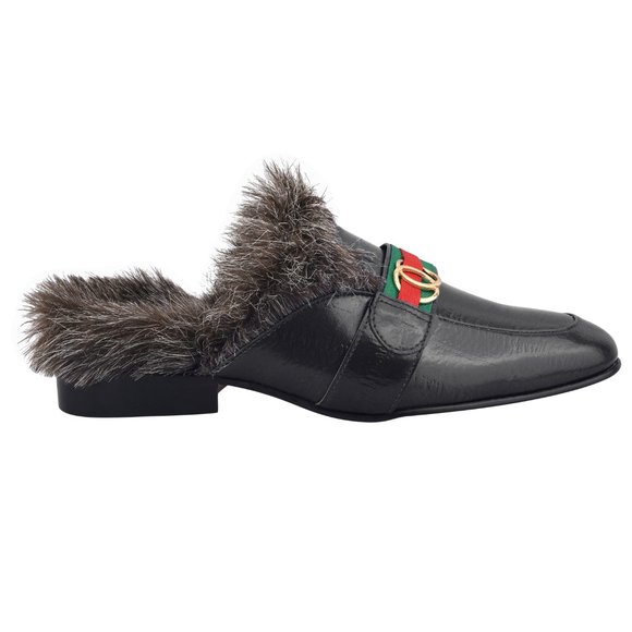 Mens Manmade Leather EEL Print Comfortable Fur Lining Slip On Party Mules main image 5